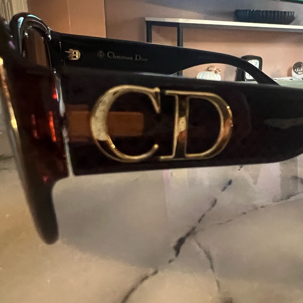 Christian Dior CD Dior Oversized Sunglasses with Gold Metallic Detailing.